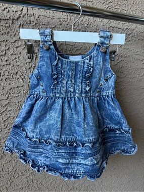 Vintage 90s La Rose Acid Wash Denim Jumper Dress Girls